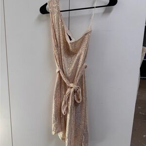 Sparkly champagne gold dress one strap
